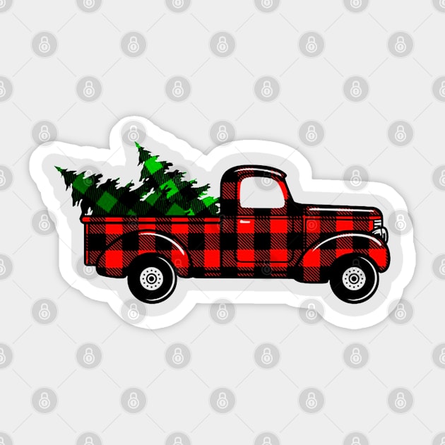 Truck Plaid Merry Chritsmas Gift Sticker by igzine